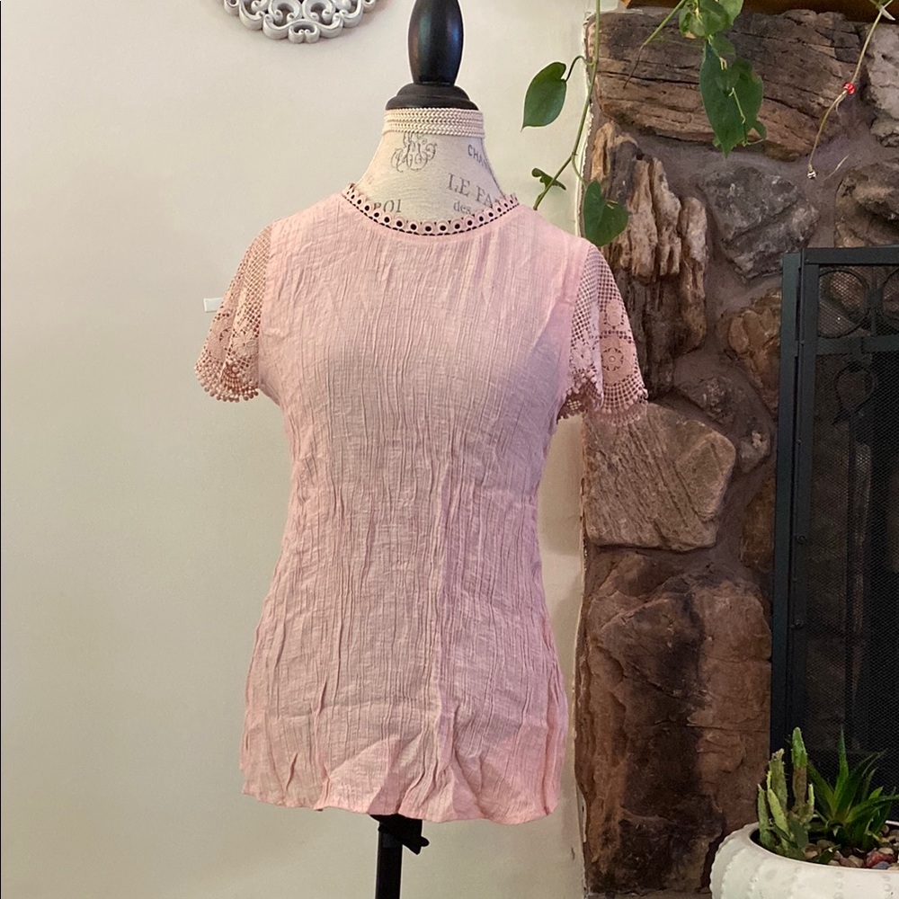 Mine Blush Lace Sleeve Women's Tee